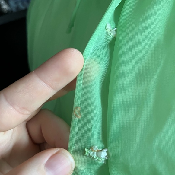 Vintage lime green robe or bed jacket chiffon and lace - Picture 5 of 8